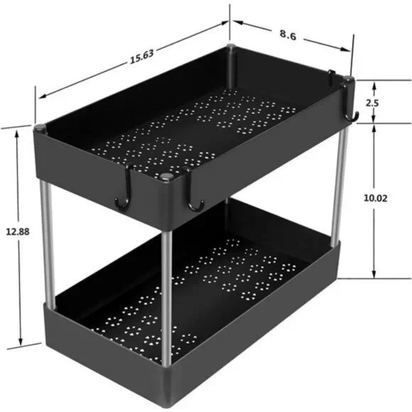 Under Sink Shelf Organizer Rack, 2 Tier Storage Rack for Kitchen, Cabinet Shelf Closet Accessories